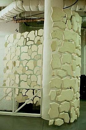 Oona Stern
Stone Curtain Wall, 1998
cast gypsum, steel cable, hardware, 150 x 156 x 72 inches