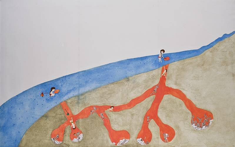 Kyung Jeon
Chapter 2- The Boy and Girl in a Land of Ignorance, 2008
gouache, graphite, watercolor on rice paper on canvas, 43 3/4 x 69 3/4 inches