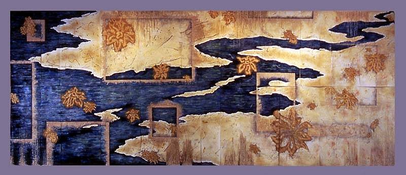 Brandon Graving
Ephemera- River with Flowers, 2004-5
embossed monoprint, 126 x 384 inches