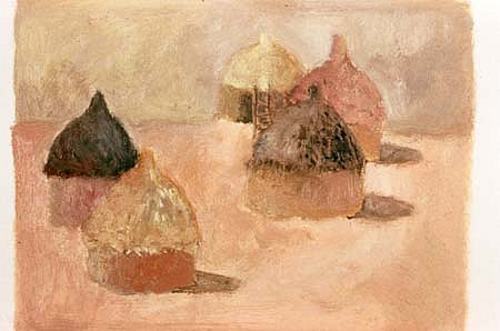 Barbara Cohen
Sudanese Huts, 1988
oil on paper, 3 x 4 1/2 inches