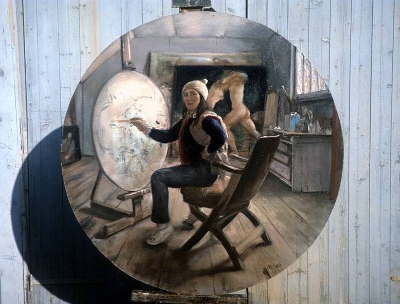 Nancy Ellen Craig
Winter Round: Self Portrait in Studio, 2001
oil on linen, 60 inches