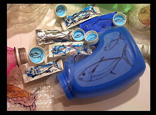 Melissa Stang
Bluefin Tuna, 2007
marker on plastic garbage, 24 x 24 in.