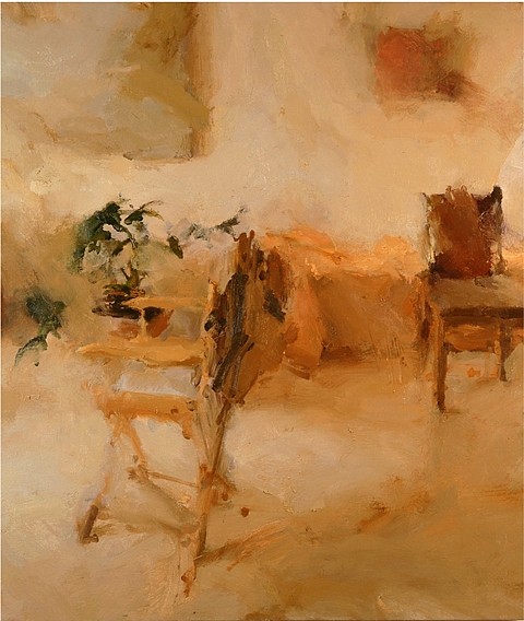 Jordan Wolfson
Interior with Director's Chair, II, 2002
oil on linen, 50 x 43 in.