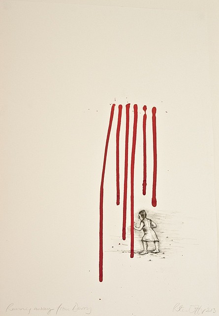 Rita Duffy
Running Away from Derry, 2013
pencil and ink on paper, 3 x 4 feet framed