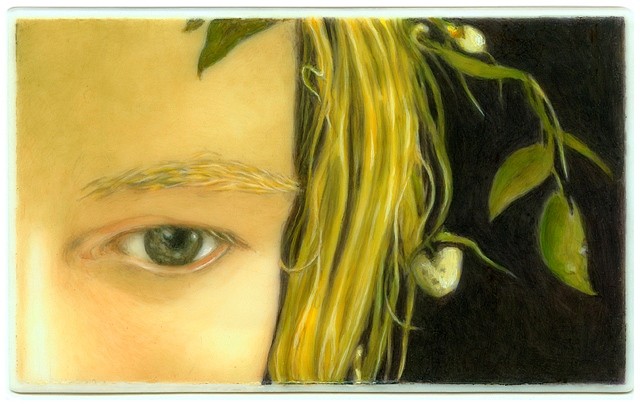 Tabitha Vevers
Lover's Eye I: Helga (after Wyeth), 2013
oil on Ivorine, 2 1/2 x 4 1/8 in.
