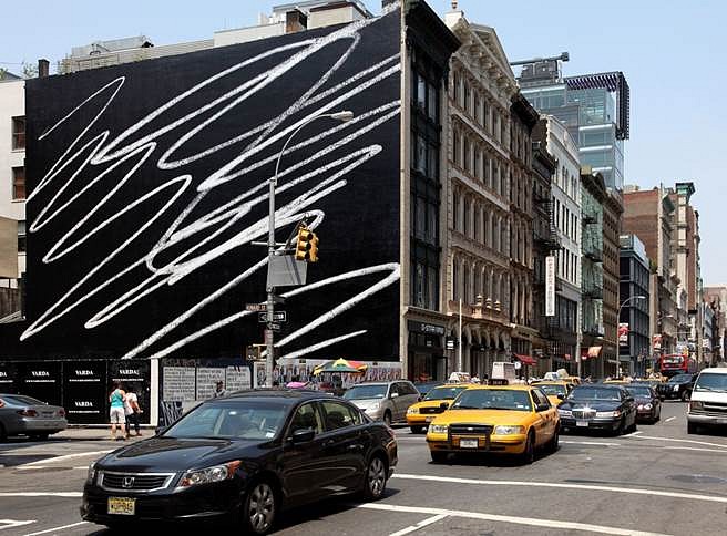 Karl Haendel
Public Scribble (installed at 411 Broadway, NYC), 2009
enamel on wall, 80 x 120 in.