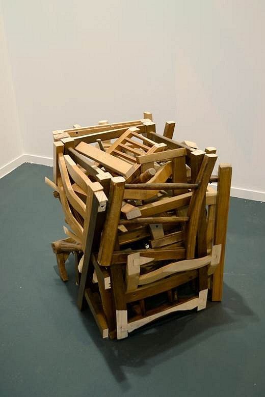 Hisae Ikenaga
Cube of Chairs, 2012
12 chairs and screws, 25 1/2 x 25 1/2 x 25 1/2 in.