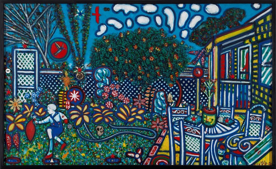 David Slater
The Ghost in My Backyard, 2014
acrylic and mixed meda on canvas, 37 1/2 x 62 in.