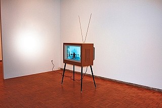 Joanna Malinowska
Journey to the Beginning of Time, an installation: reconstructed, 2012
retro T.V. set, Dimensions Vary
Video documenting preparation and consumption of 'chicha de yuca'- a legendary, fermented Amazonian potion, consumption accompanied by visions of Dadaist Hugo Ball and Joseph Beuys