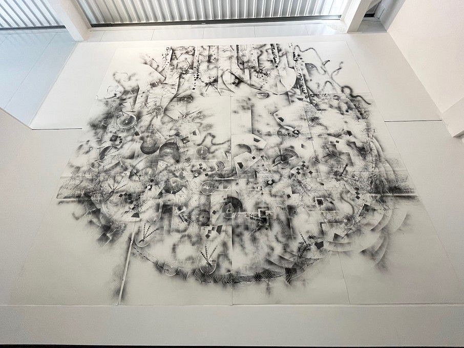 Ian Andrews
Atlas 1, 2021
pen & ink, spray paint on paper, 180 x 150 in.