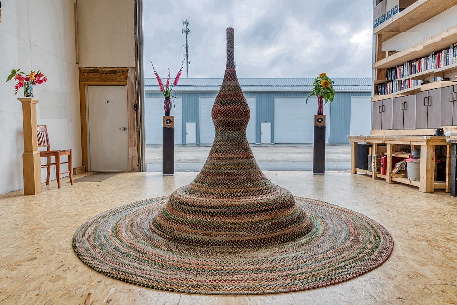 Steven Woodward
Untitled, 2022
193 hand braided rug, solid interior core, 74 inches x 9 feet x 9 feet