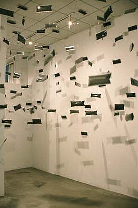 Lorraine Weglarz
Pillows for Words, 2000
typewriter ribbon, air packaging, 144 x 132 x 192 inches