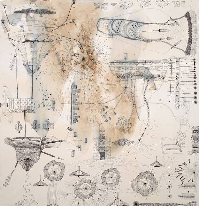 Jen Urso
Iceflow 1, 2007
ink, ice and tea on paper, 31 x 31 inches