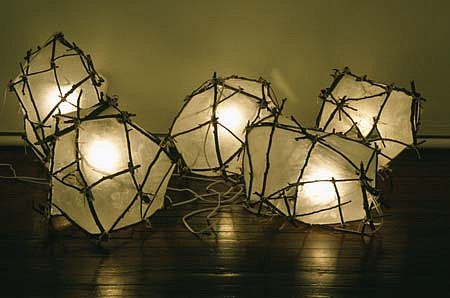 Gordon Sasaki
Illumination (Installation), 2003
branches, string, rice paper, glue, varnish, lighting hardware, dimensions variable