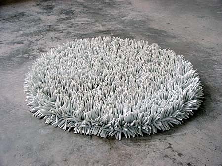 Lee Renninger
Shag, 2005
porcelain, fiber, 30 inches in diameter, 3 inches high