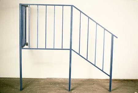 Stephen Riedell
Blue Railing, 1998
oil, beeswax, canvas, wood, 57 1/2 x 60 1/2 x 33 1/2 inches