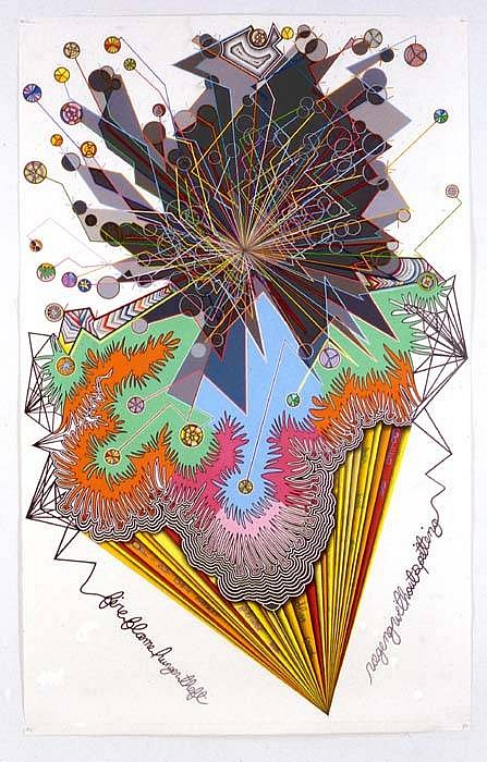 John O&#039;Connor
Nostradamus, 2005
colored pencil, graphite, and gesso on paper, 52 1/2 x 82 inches