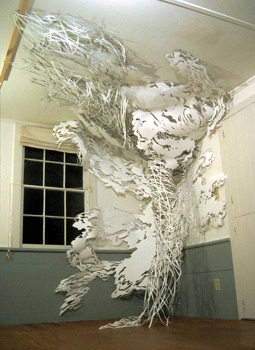 Mia Pearlman
Tornado, 2007
paper, India ink, paperclips, tacks, 54 x 52 x 54 inches