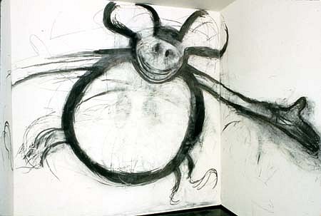 Joyce Pensato
Untitled Mickey, 1995
charcoal on wall, 222 x 144 inches
