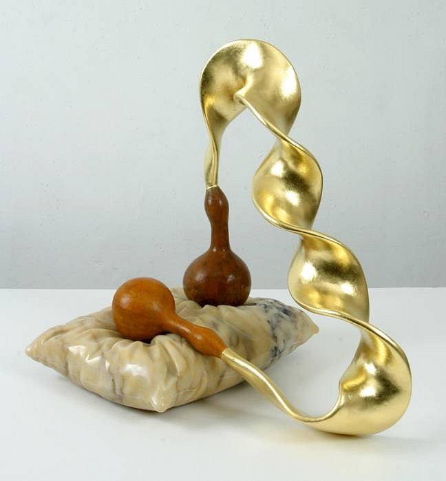 John Newman
Gold and Gourds on a Marble Pillow, 2005
carved and polished Turkish afyon marble, gourds, gold leaf, papier mache, foamcore, Japanese paper, wood putty, acqua resin, armature wire, 18 1/2 x 19 1/2 x 12 1/2 inches