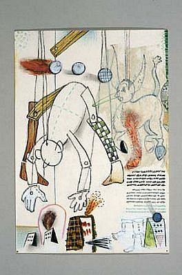 Judith Nilson
The Making of a Real Boy (Blueprint #7), 2001
mixed media on gessoed paper, 8 1/2 x 6 inches