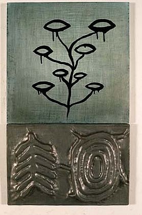 Matthew Magee
Untitled, 1990
lead panel, oil, powdered pigment on board, 30 x 18 inches