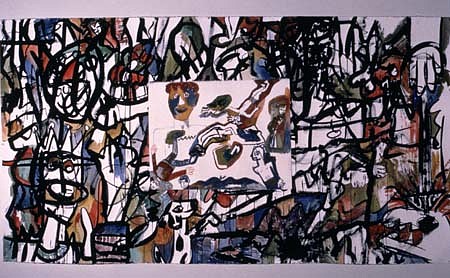 Gaetano LaRoche
The King & the God, 1998
ink, gouache, collage, 45 x 82 inches