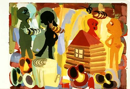 Judith Linhares
Bad Neighbors, 2000
gouache on paper, 31 x 51 inches