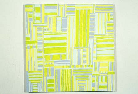 Elisabeth Kley
Shirt City, 1996
pencil, oil, fluorescent pigments on canvas, 24 x 24 inches