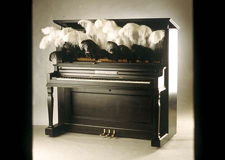Carla Johnson
Bessie Smith Meets Beethoven, 2004
piano, digital drawings, plumes, 58 x 60 x 27 inches
from The Seance Series