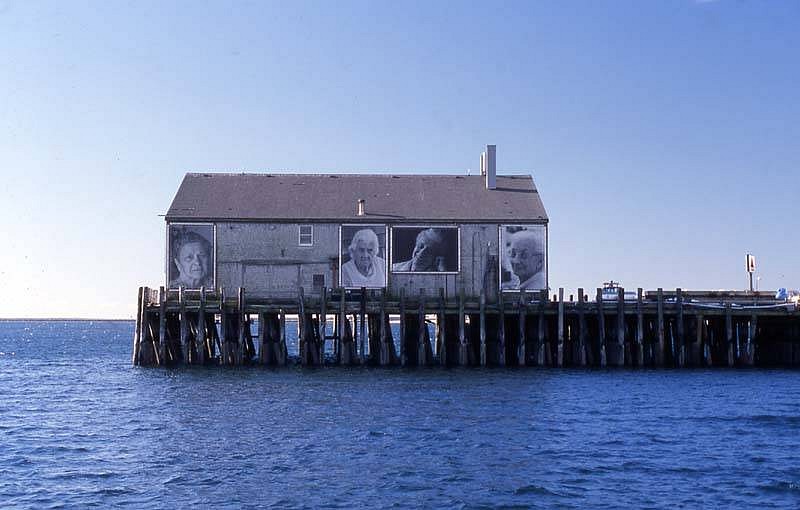 Norma Holt
They Also Faced the Sea, 2002
photos on perforated vinyl on wharf building in Provincetown Bay, 10 x 6 x 8 inches