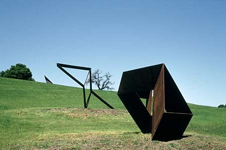Charles Ginnever
Kitsuni, 1988
steel, Vertical: 13' H x 17' W x 27' DHorizontal:  12' H x 15' W x 32' D
