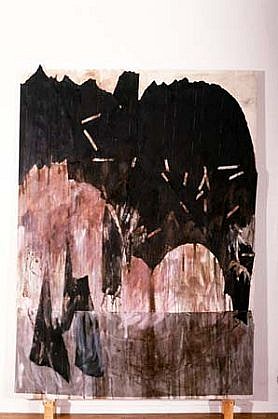 Faye Fayerman
Gloaming- myst?re, 1993
roofing paper, serean pigment, oil on canvas, 96 x 72 inches