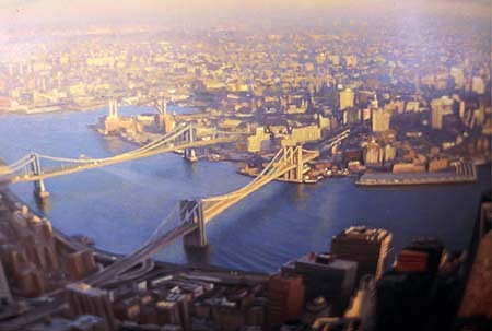 Christopher Evans
New York, In the Light of Memory, 2002
oil on plexiglas, 24 inches diameter sphere
Detail: Brooklyn Bridge
