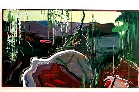 Berenice D&#039;Vorzon
Florida Swamp Diptych No.1, 1985
acrylic on canvas, 68 x 120 inches