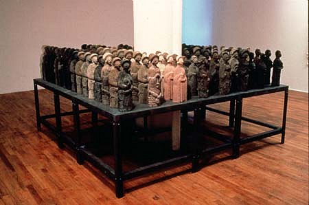 Violette Dionne
L'Assemblee, 1988
concrete, steel, 48 x 96 x 96 inches
120 statuettes