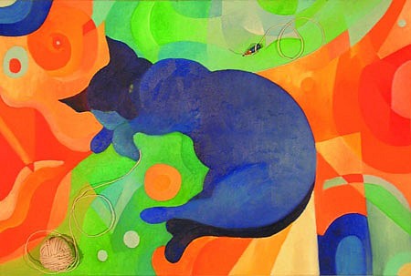 Letizia Cortini
My Cat is a Dreamer, 2004
oil and collage on canvas, 40 x 60 cm