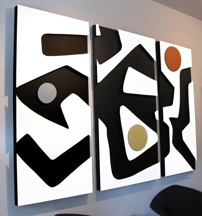 Ralf Broughton
Untitled Triptych, 2009
wood, hardboard, canvas, acrylic, metallic paint, 114 x 72 x 3 inches