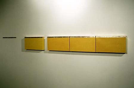 Krystyna Borkowska
Yellow Silver Horizontal, 2000
acrylic on canvas, silver leaf extended on wall, 95 x 10 inches