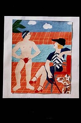 Lynn Bostick
Woman with a Dog Talking to a Swimmer, 1984
mixed media drawing, collage, 17 x 14 inches