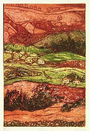 Cynthia Back
Pioneers, 2003
aquatint, etching, chine colle, 9 x 6 inches
