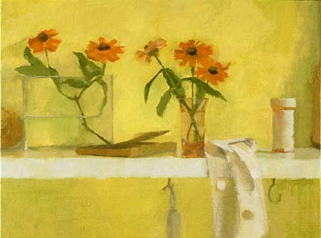 Lucy Barber
One Journal with Zinnias, 1999
oil on muslin on panel, 12 x 16 inches