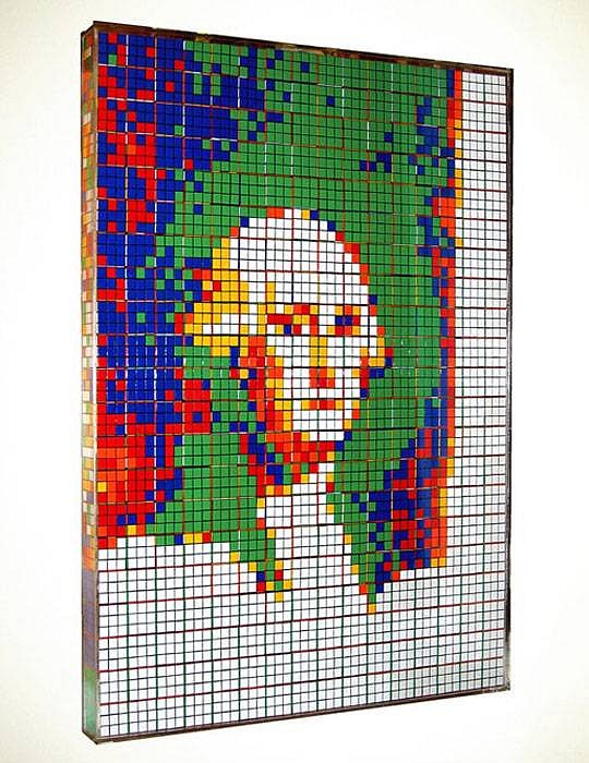 Jan Baracz
On The Money, 2004
336 rubrics' cubes in plexiglass case, 48 x 63 x 3 1/2 inches