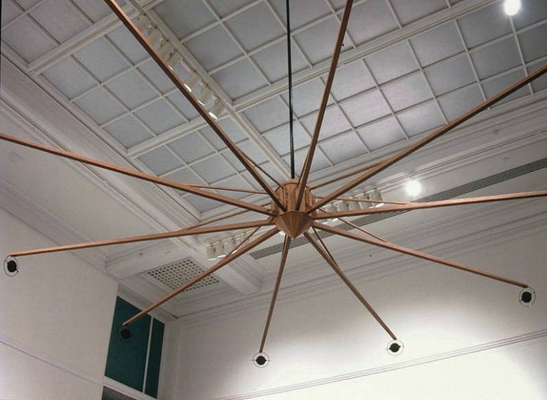 Christopher Bell
Harvester, 2007
steel, wood, motor, speakers, 13' diameter
sound sculpture