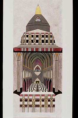 Lisa Bennett
Cathedral Fragments, 1997
pen, ink, watercolor/ Bristol, 27 1/4 x 53 inches