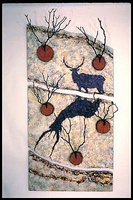 Francisco Alvarado-Juarez
Reindeer: Trophy #6, 1989
acrylic on plywood, with wood slabs and branches, 101 x 48 x 15 inches