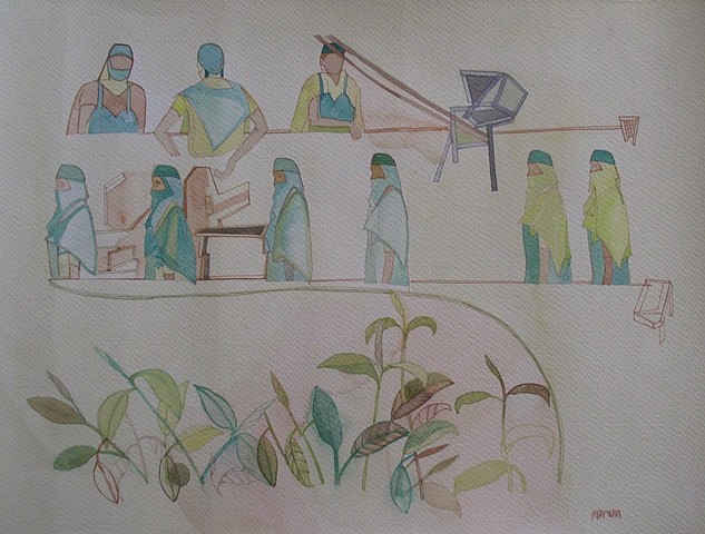 Mahula Ghosh
Long Hour, 2010
watercolor, stitch on fabriano paper, 12 x 16 in.
