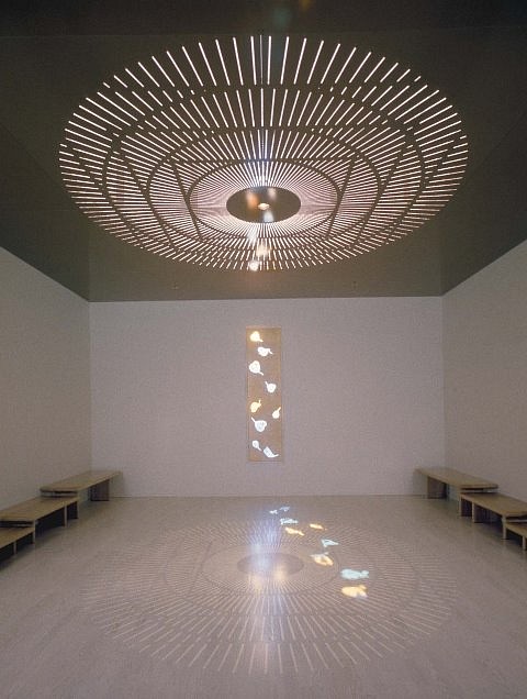 Jim Hirschfield
Meditation Room, Doernbecher Children's Hospital, 1998
aluminum, gold leaf, wood, brass, light, orchids, 216 x 216 x 108 in.