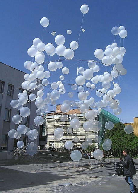 Adam Kalinowski
The Sky Reaching Cylinder, 2004
balloons, gas, bamboo sticks, 1600 x 1000 cm