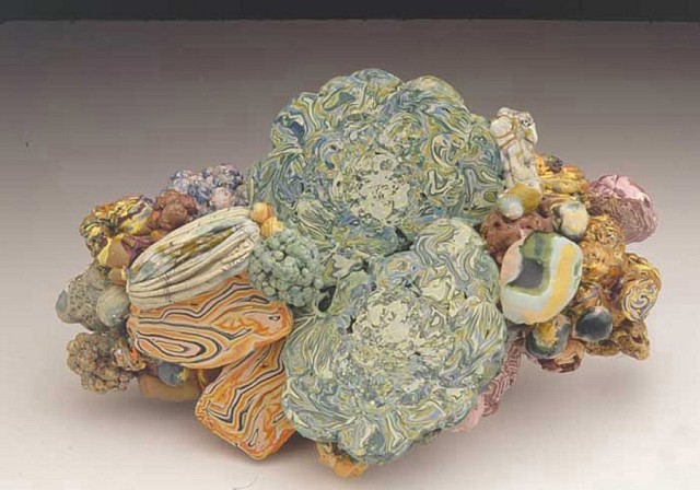 Laura Moriarty
Piled Aggregate, 2003
compressed encaustic clusters, sliced and burnished, 14 1/4 x 9 x 7 1/2 in.